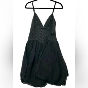 Bebe Womens Black Fit Flare Balloon Dress Witchy Goth Festival Party Sheer Sz M